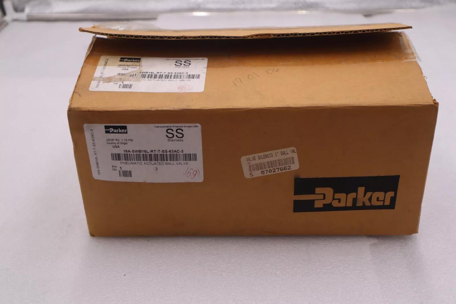 NEW 16A-SWB16L-RT-T-SS-63AC-3 Parker SWB16 Series Swing-Out Ball Valve STK 2597 - Image 1