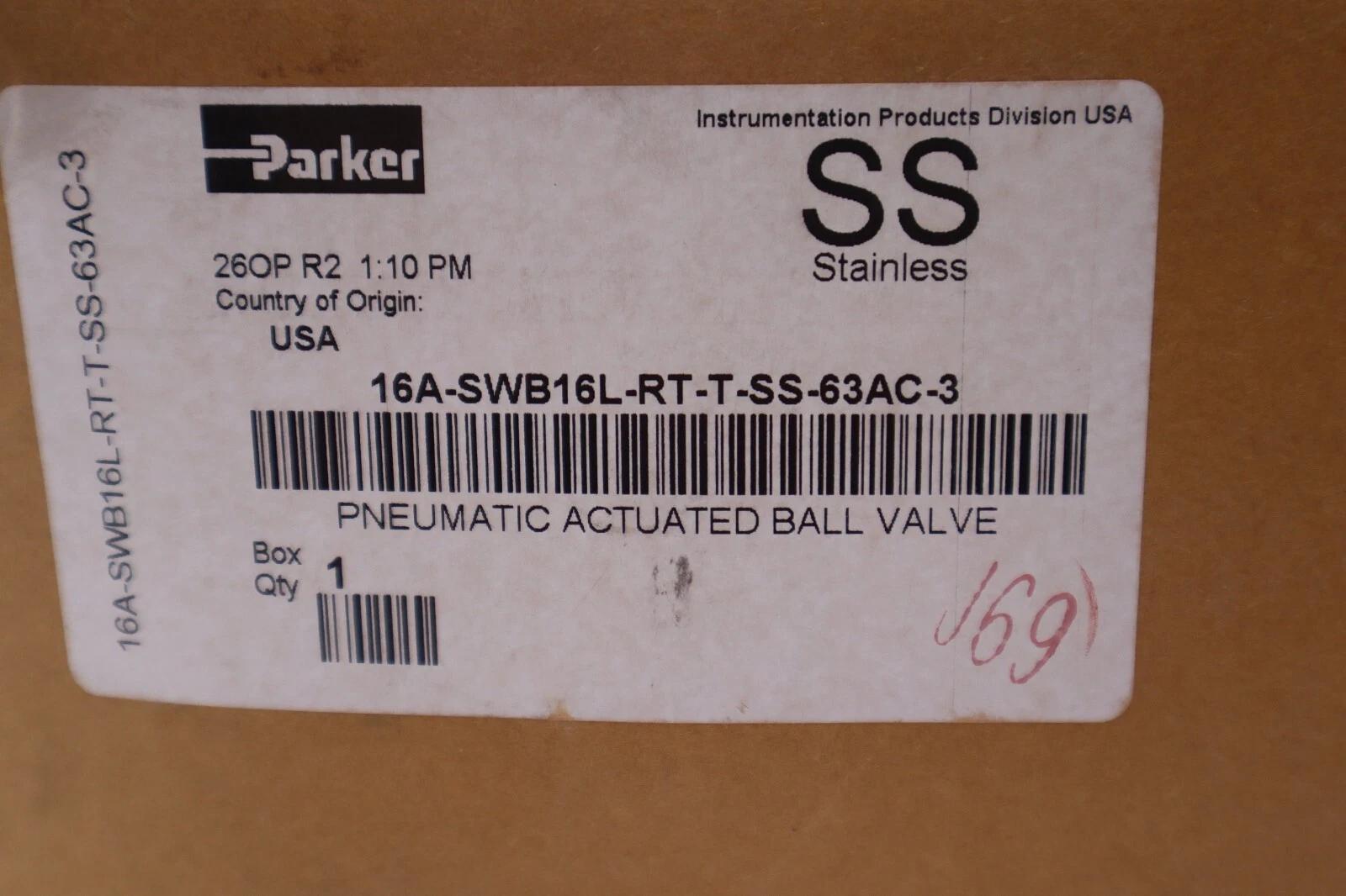 NEW 16A-SWB16L-RT-T-SS-63AC-3 Parker SWB16 Series Swing-Out Ball Valve STK 2597 - Image 2