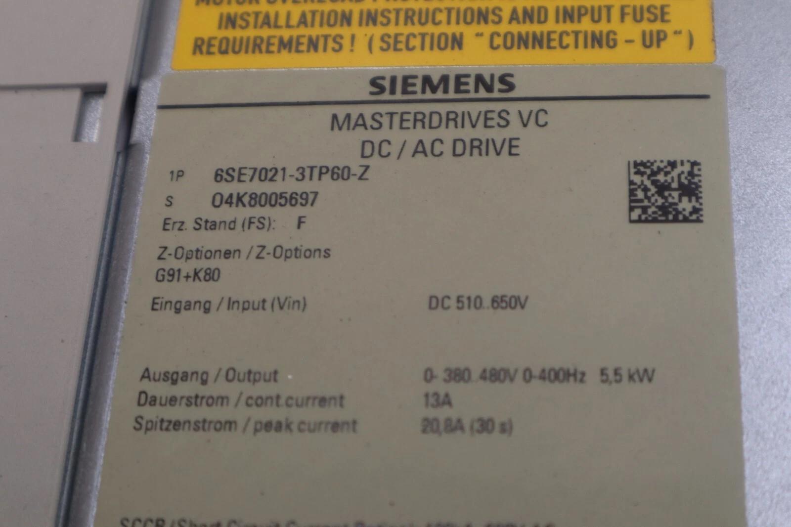 New siemens 6se7021-3tp60-z ac drive simovert masterdrive vector control #5137 - Image 4