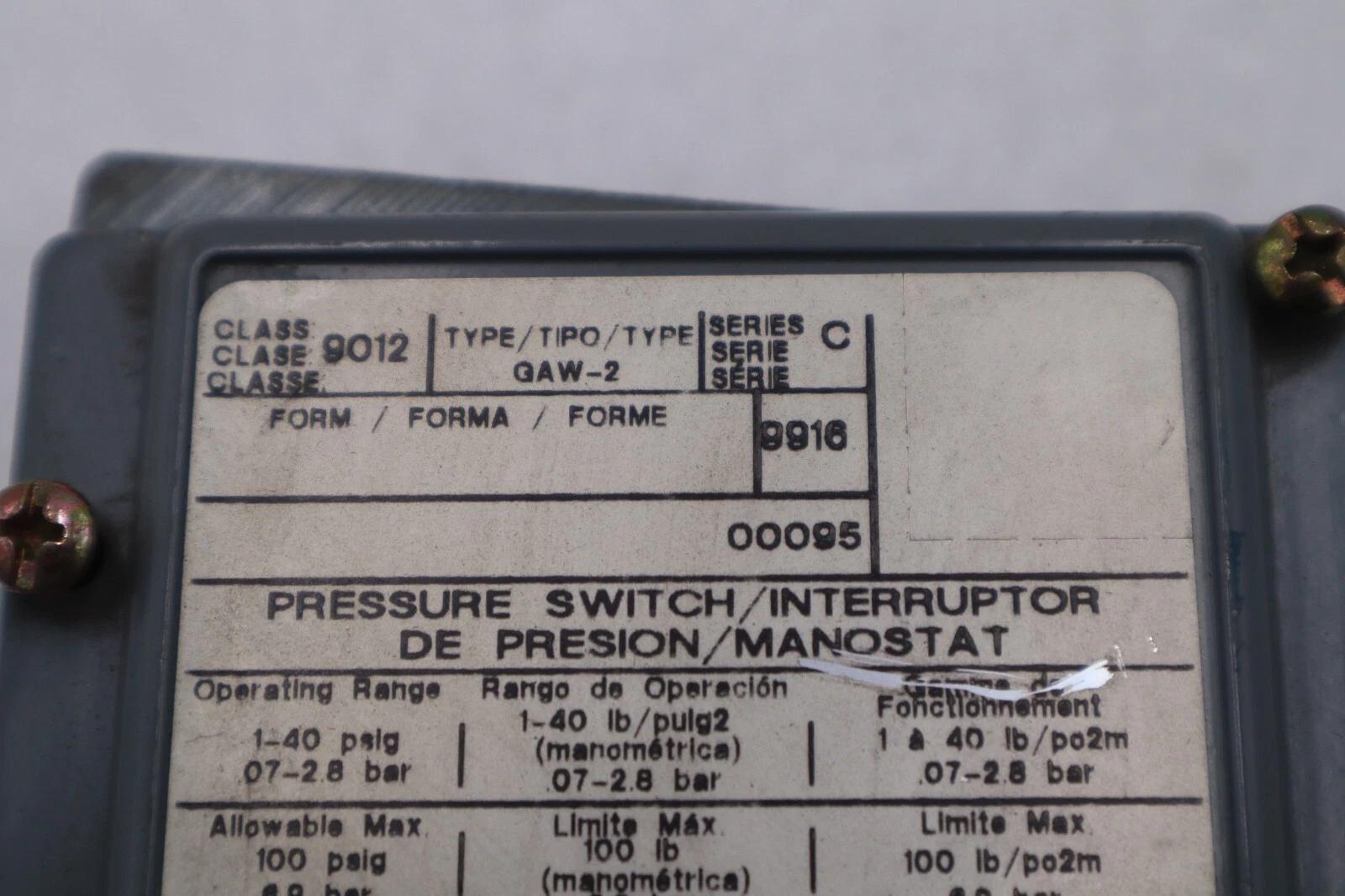 New open box square d 9012 gaw-5 ser c pressure switch stock 5495 - Image 5
