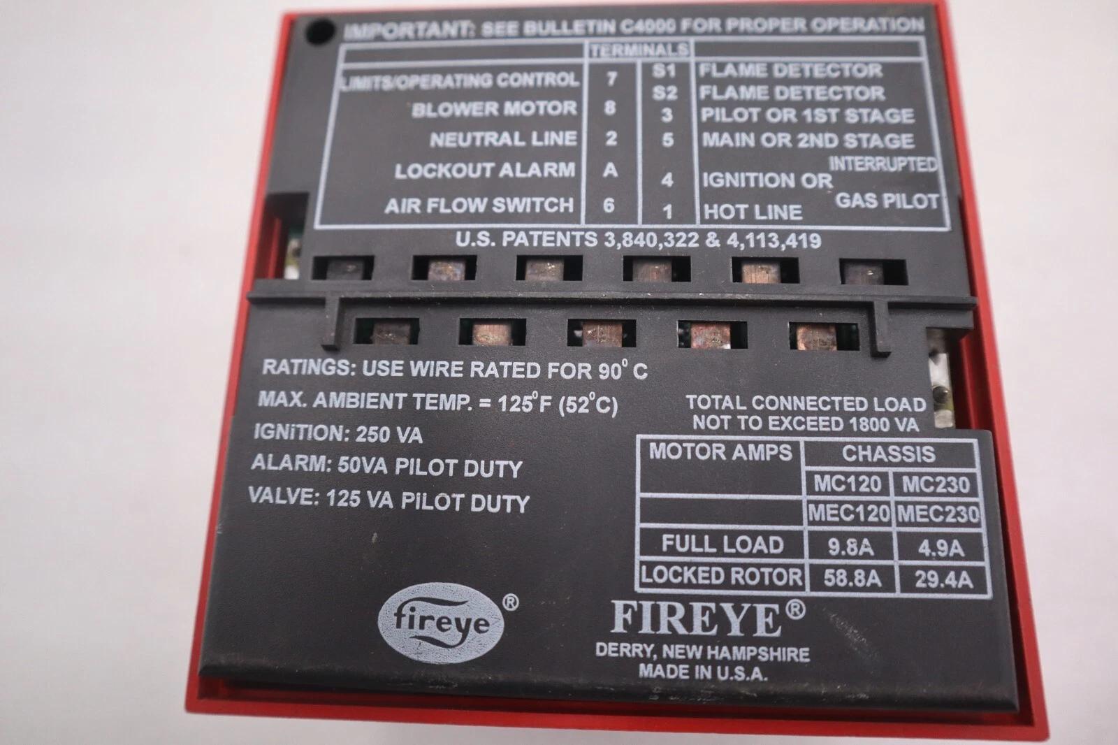 Fireye MC120 Chassis Fire Burner Control Program Module MP100 STOCK K-2838 - Image 2