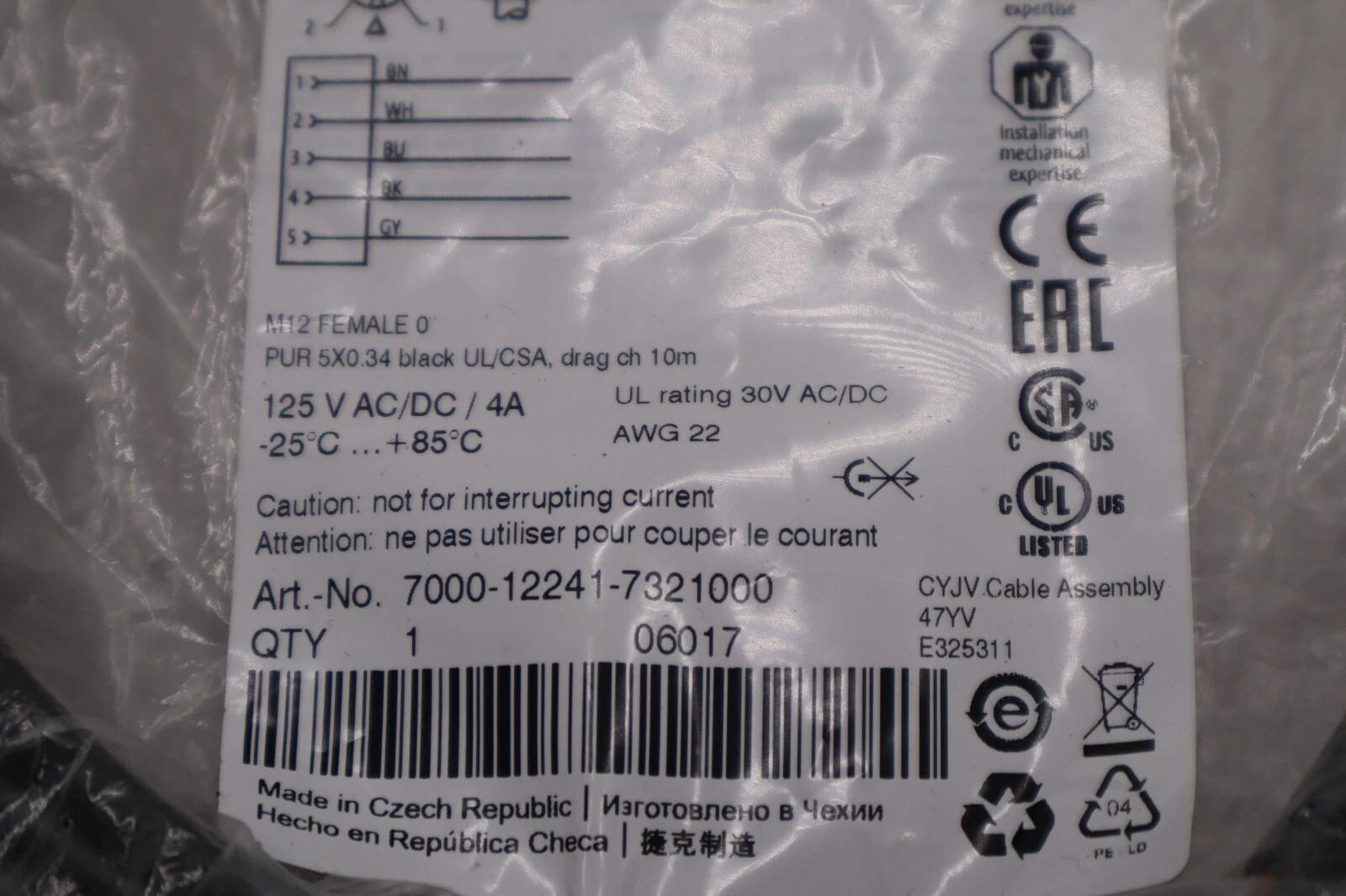 MurrElektronik 7000-12241-7321000 M12 female 0DEG A-cod. with cable STOCK 4910 - Image 2