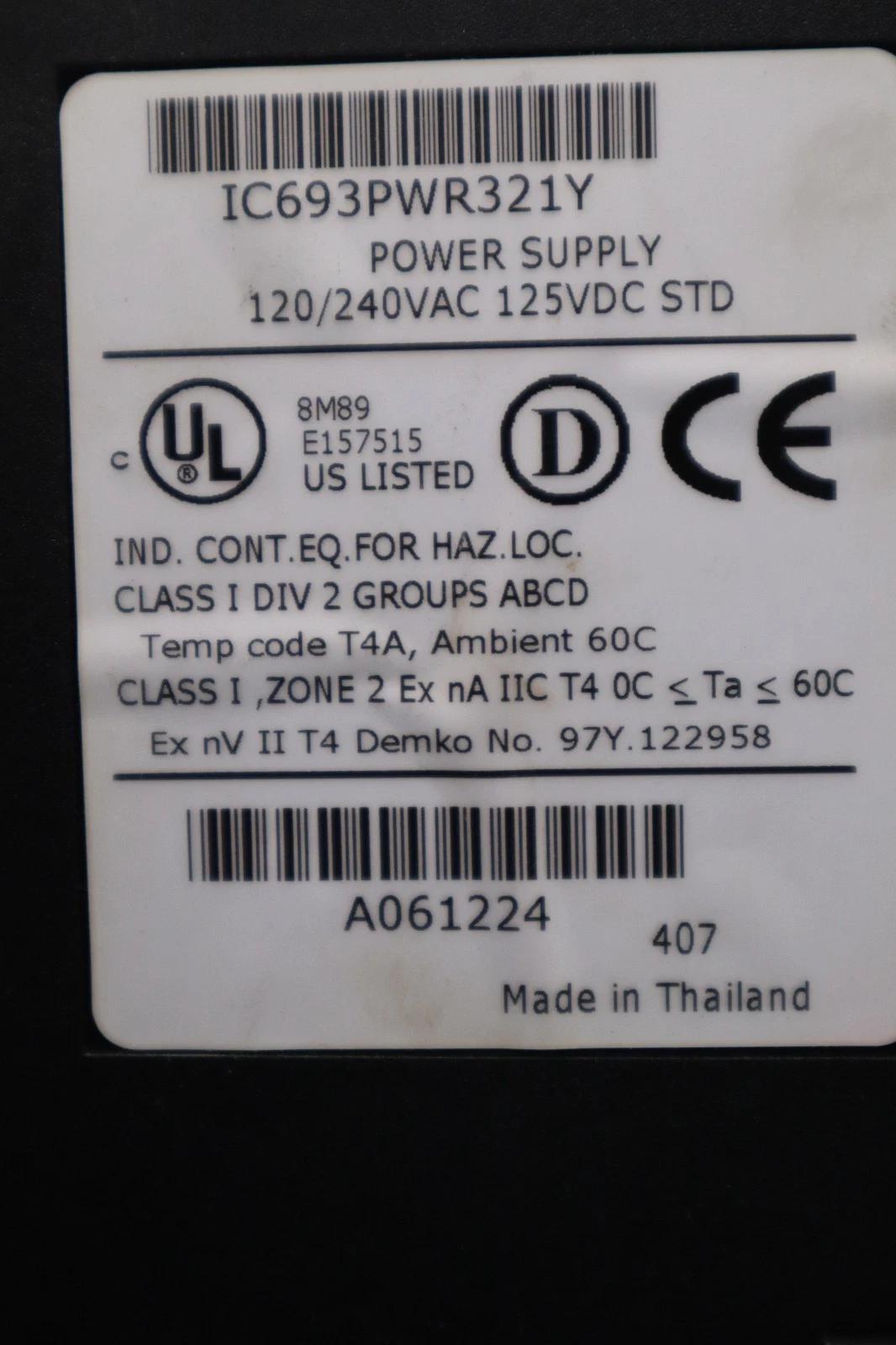 General Electric IC693PWR321Y 120/240VAC Power Supply 9030 Series STOCK 3497A - Image 2