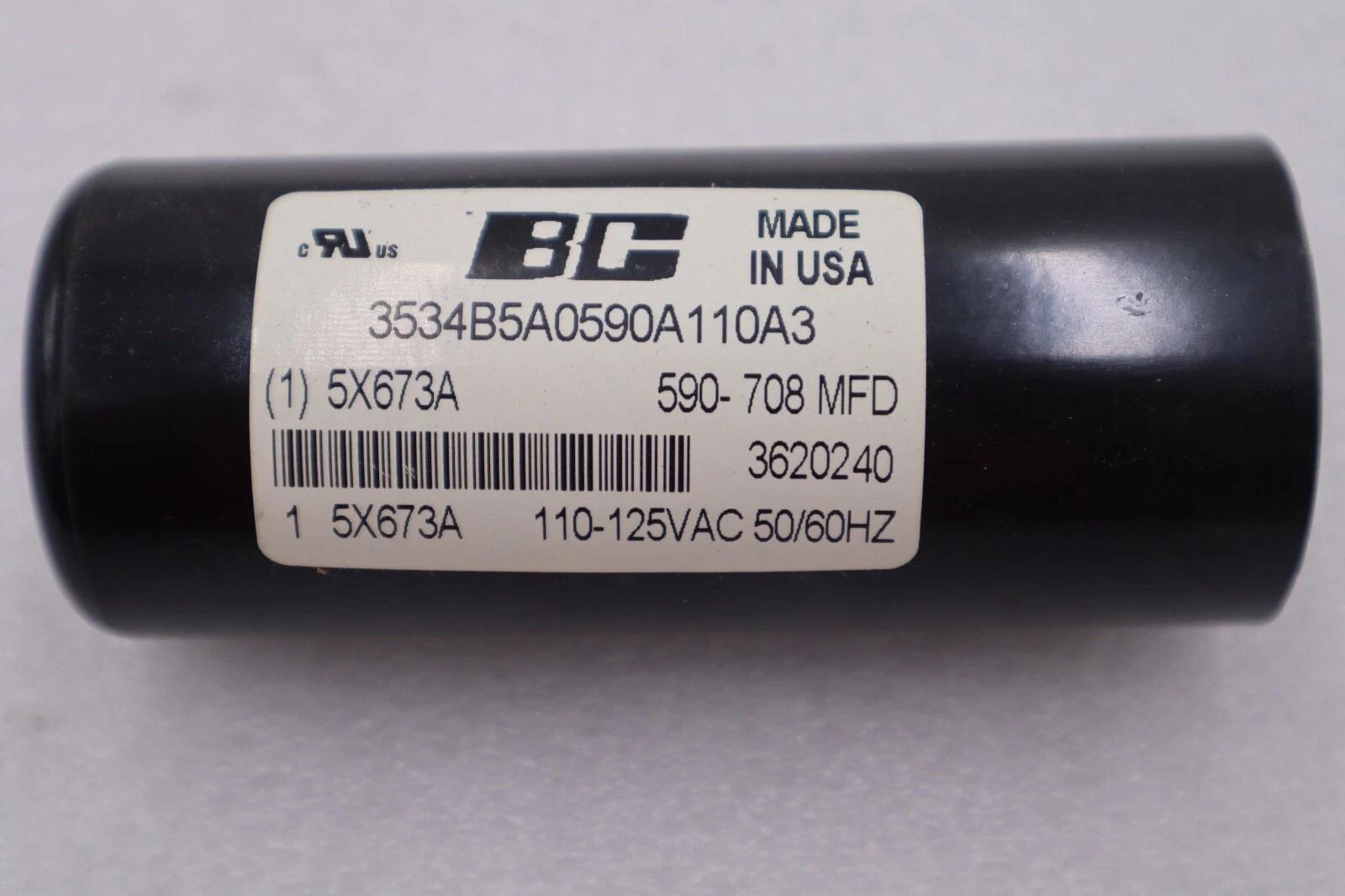 Bc 5x673a 110-125 vac 590-708 mfd stock #k-2308 - Image 1