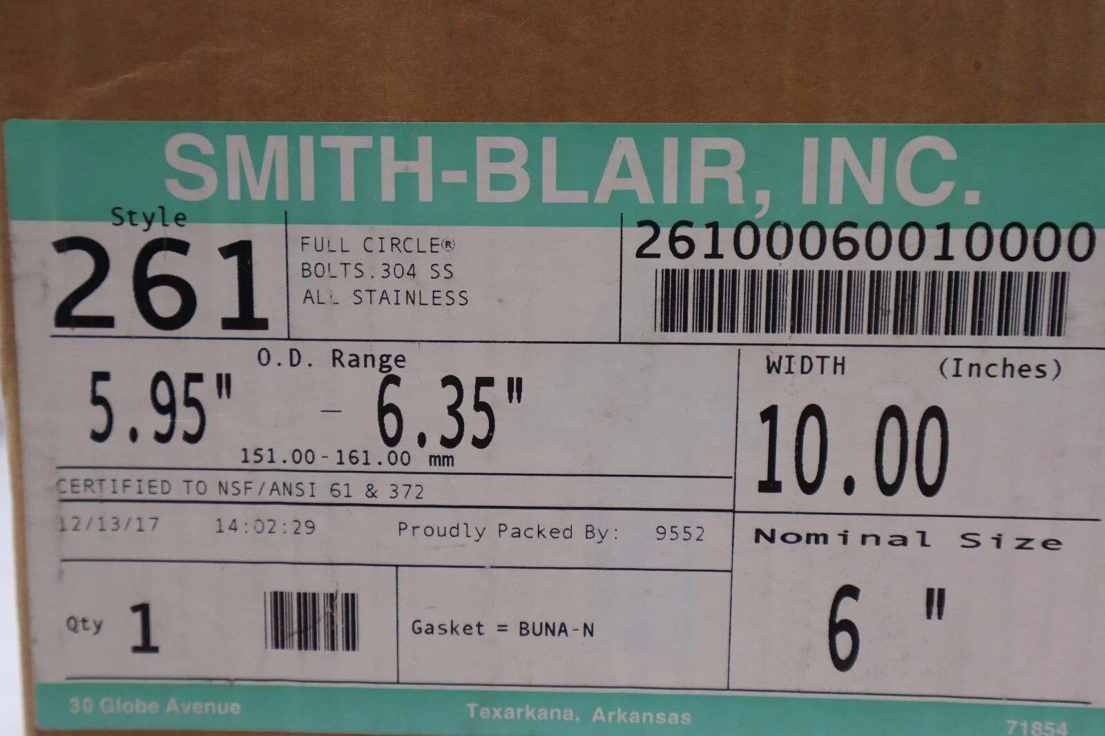 Smith-Blair Inc. Style 261 Single Band Full Circle Stainless Steel 6" #3108 - Image 1