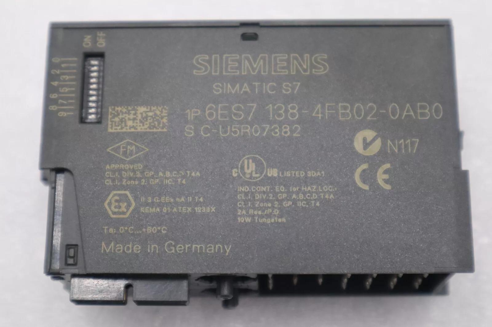SIEMENS 6ES7 138-4FB02-0AB0 SIMATIC S7 ELECTRONIC CONTROL MODULE STOCK L-347-C - Image 1