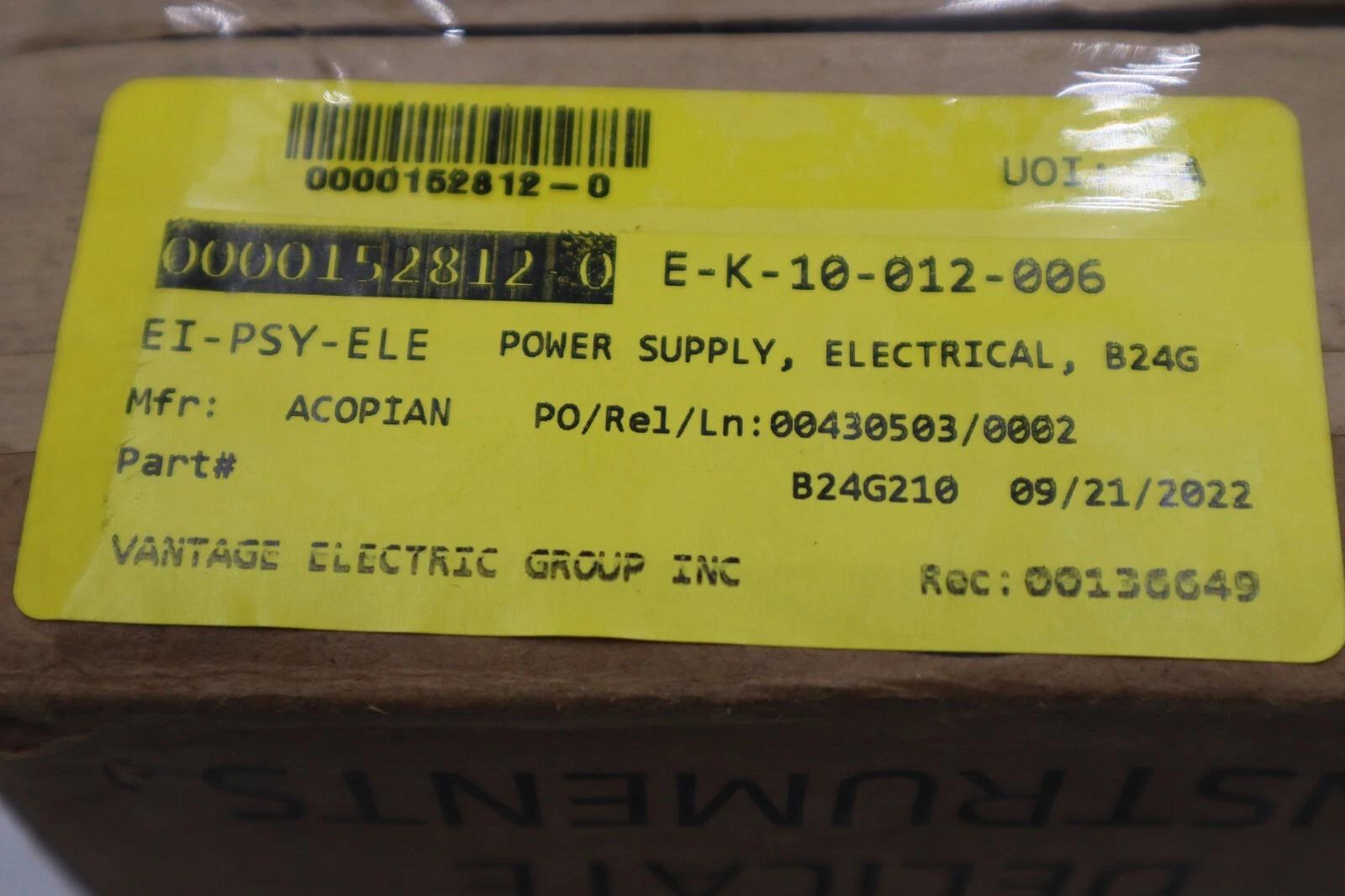 Acopian B24G210 Regulated Power Supply 1-1/4 A 250V STOCK G179A - Image 3