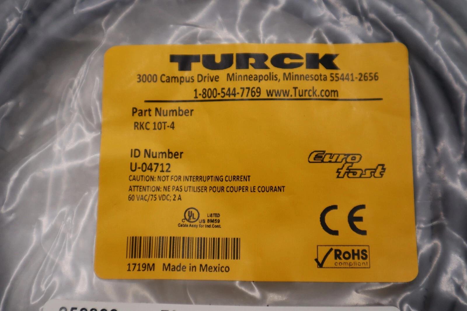 Turck rkc 10t-4 u-04712 cordset single ended, new, stock g662 - Image 2