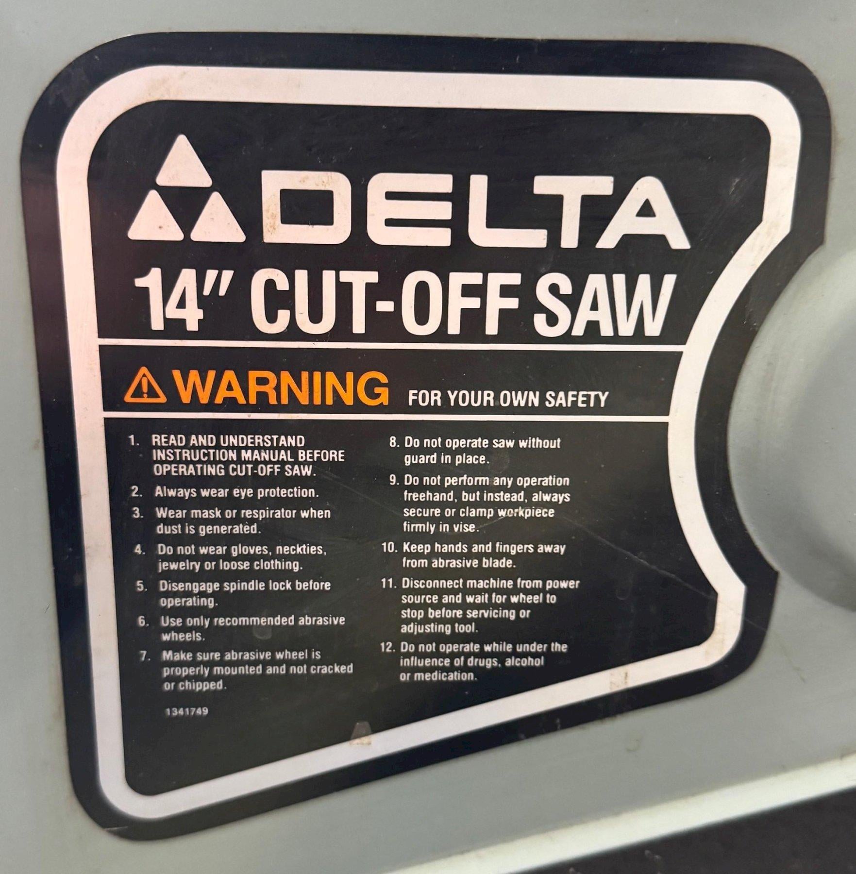 14" Delta, cut-off saw - Image 9