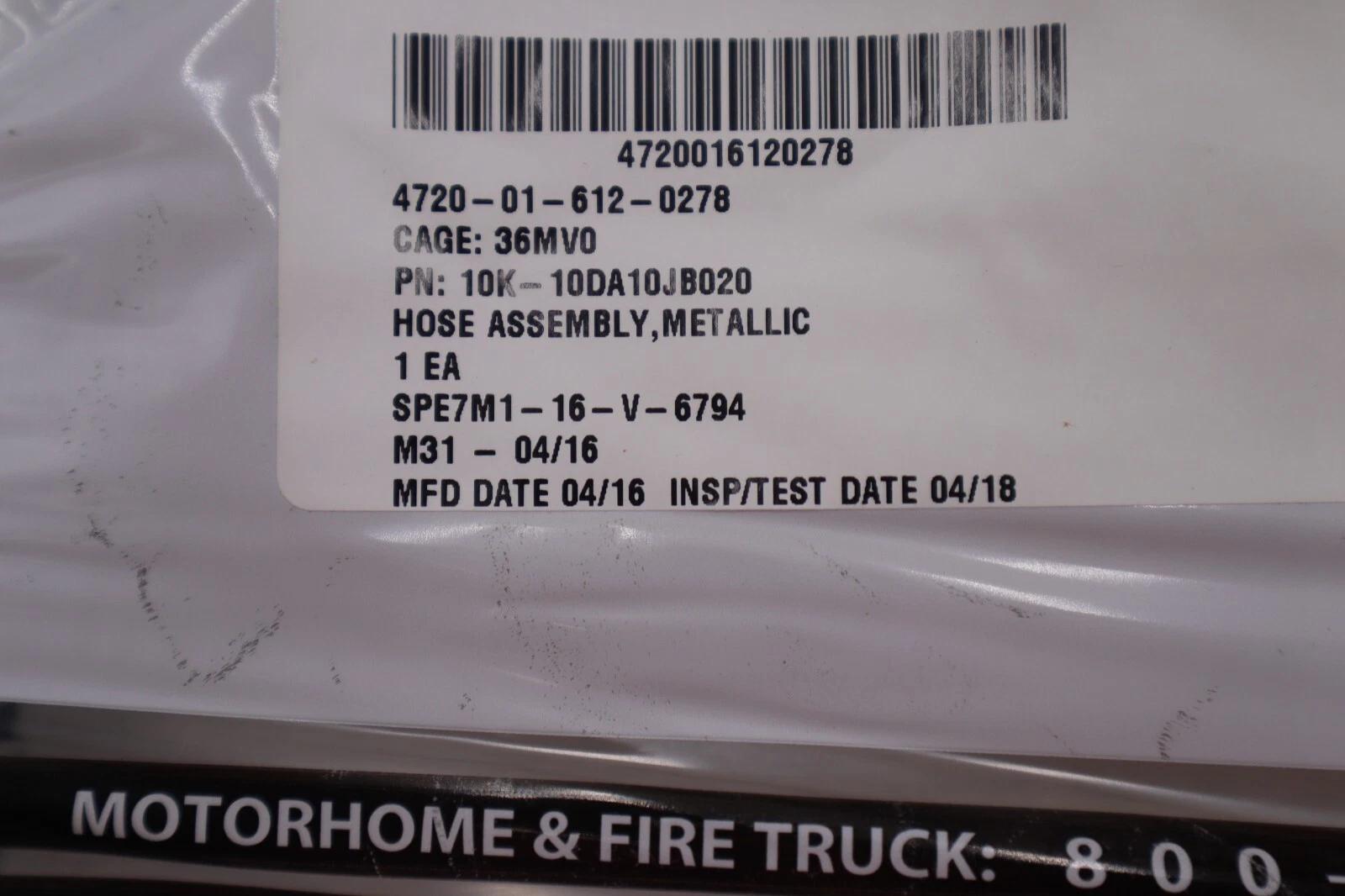 Spartan 4720-01-612-0278 hose assembly #2745 - Image 2