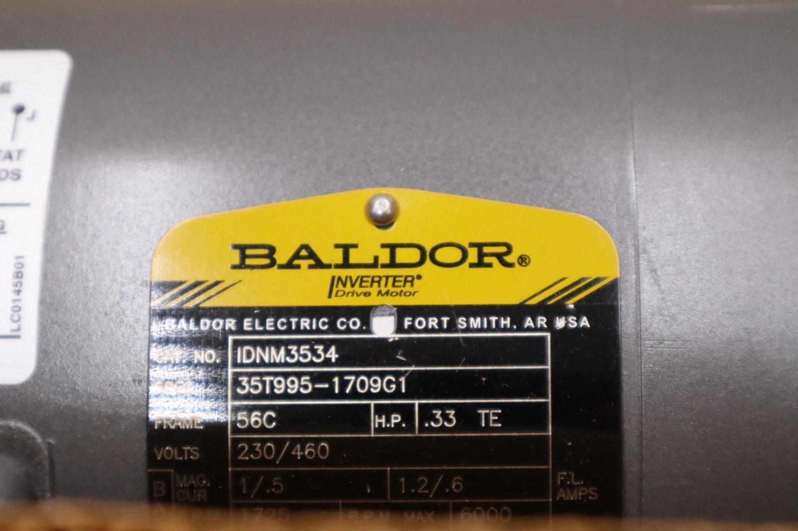 New Baldor IDNM3534 Inverter Duty AC Motor .33HP 1725RPM 3PH 60Hz STOCK H1569 - Image 2