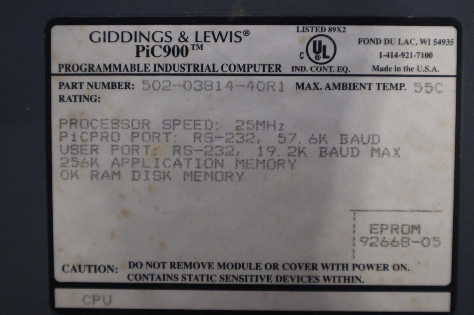 Giddings & Lewis PiC900 CPU Module 502-03814-40R1 STOCK 3809 - Image 5