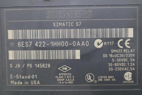 SIEMENS SIMATIC S7 6ES7 422-1HH00-0AA0 DIGITAL OUTPUT MODULE STOCK B-1255 - Image 1