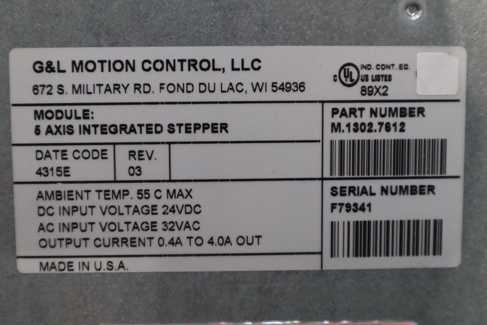 G & L MOTION CONTROL M.1302.7612 5-Axis Integrated Stepper 32Vac STOCK K-152-C - Image 2