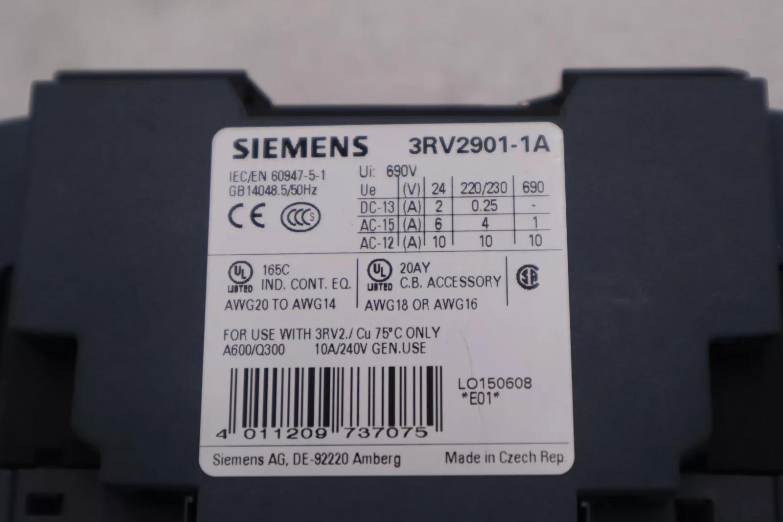 New siemens 3rv2901-1a lateral auxiliary switch 2 pole 1no/1nc stock b-1697 - Image 2