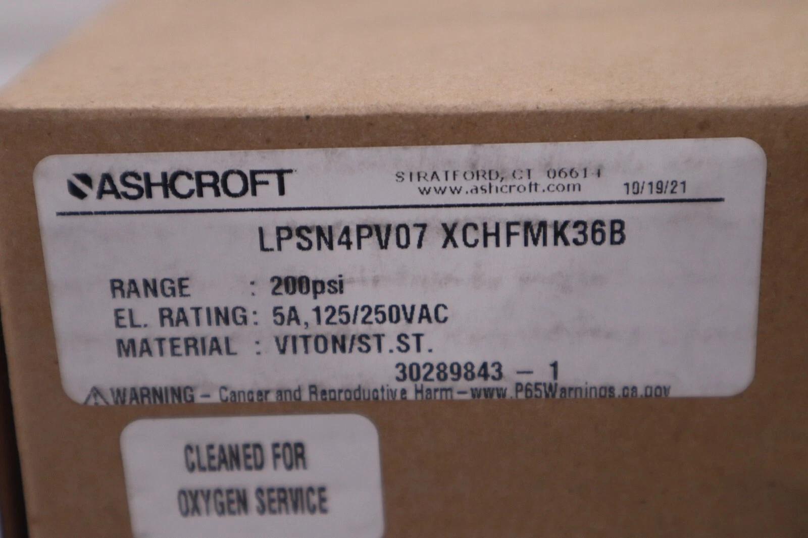 NEW ASHCROFT LPSN4PV07 XCHFMK36B Pressure Switch 200psi 5A 125/250VAC STOCK H172 - Image 2