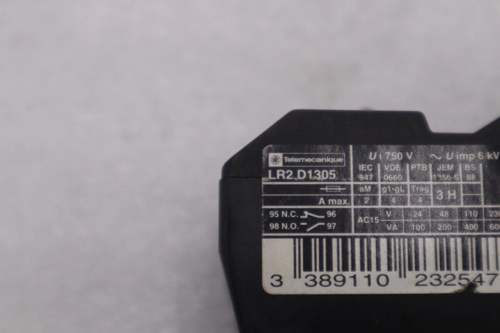 SCHNIDER LR2-D1305 THERMAL OVERLOAD RELAY STOCK #K-3671 - Image 2