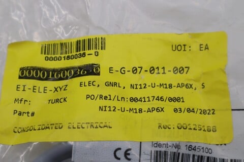 Turck INDUCTIVE SENSOR Ni12-U-M18-AP6X (1645100), new, STOCK G981A - Image 2