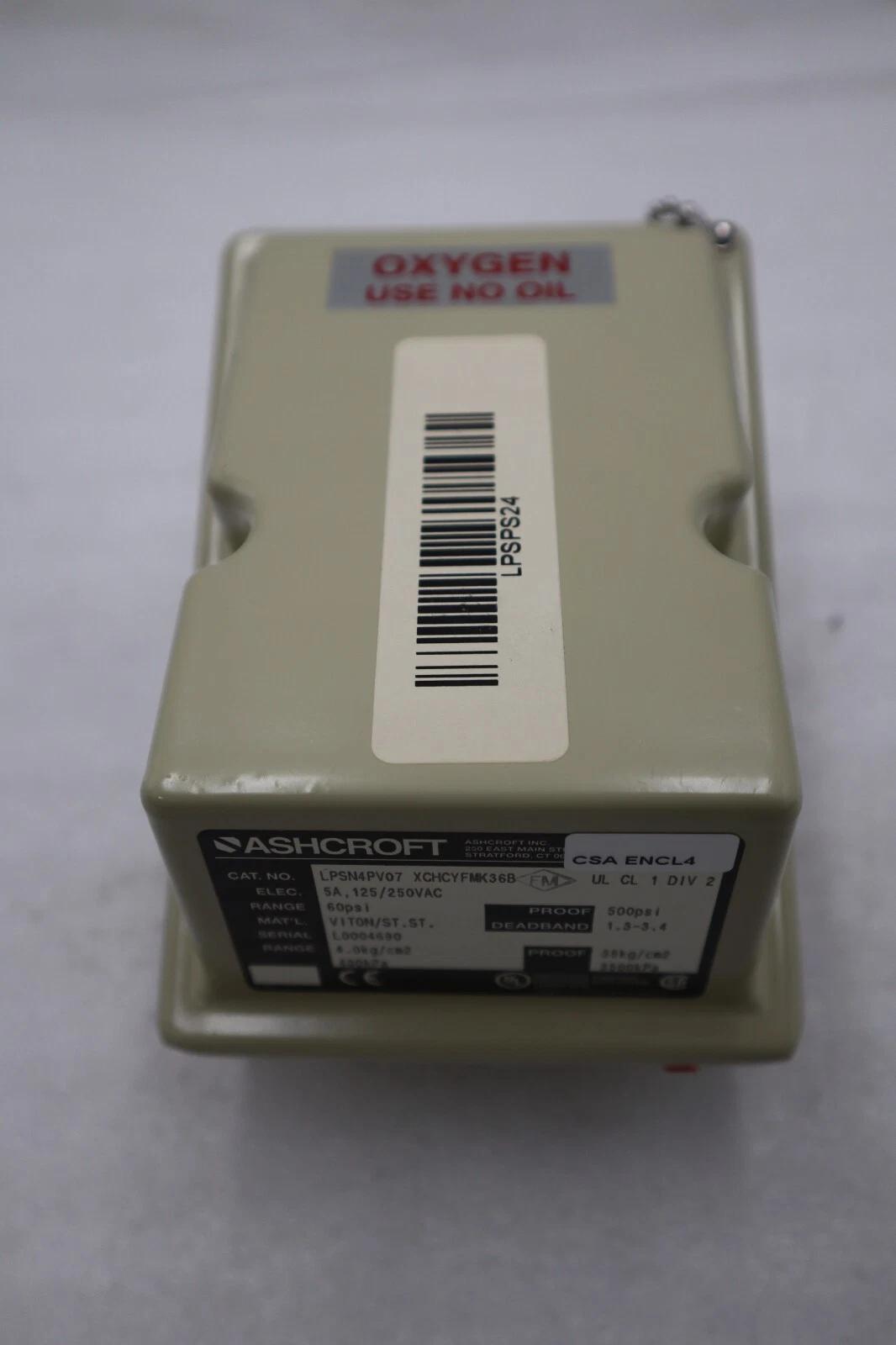 ASHCROFT LPSN4PV07 XCHCYFMK36B Pressure Switch 15psi 5A STOCK H1149 - Image 2