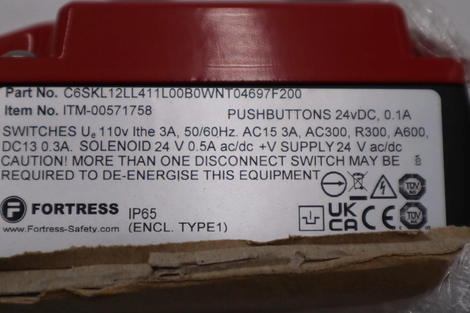 Fortress interlocks itm-00571758 part no c6skl12ll411l00b0wnt04697f200 #2555c - Image 3