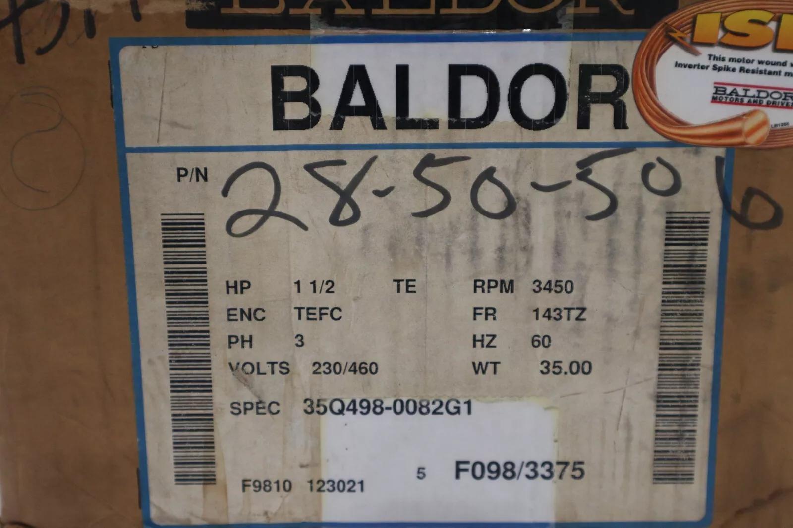 New Baldor 1 1/2HP 230/460V HZ 60 230/460 VOLTS PH 3 STOCK 4519 - Image 1