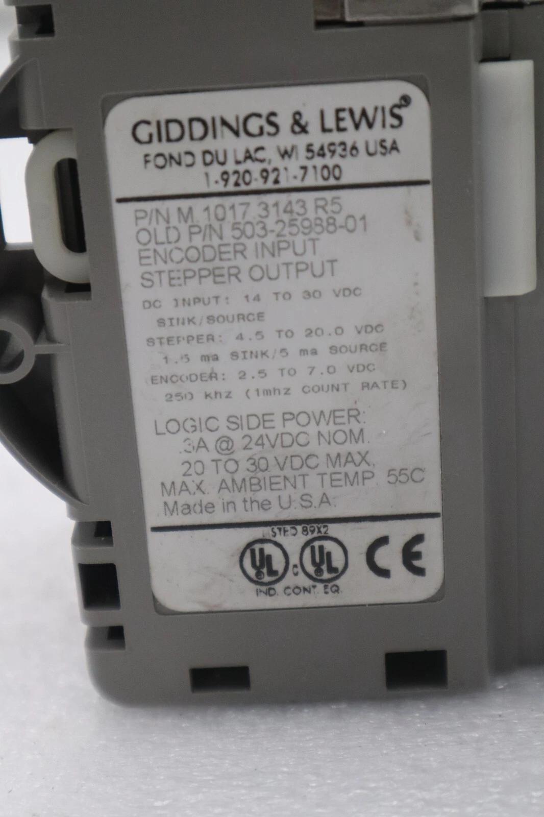 GIDDINGS & LEWIS M.1017.3143 R5 STEPPER OUTPUT ENCODER INPUT STOCK 655-D - Image 2
