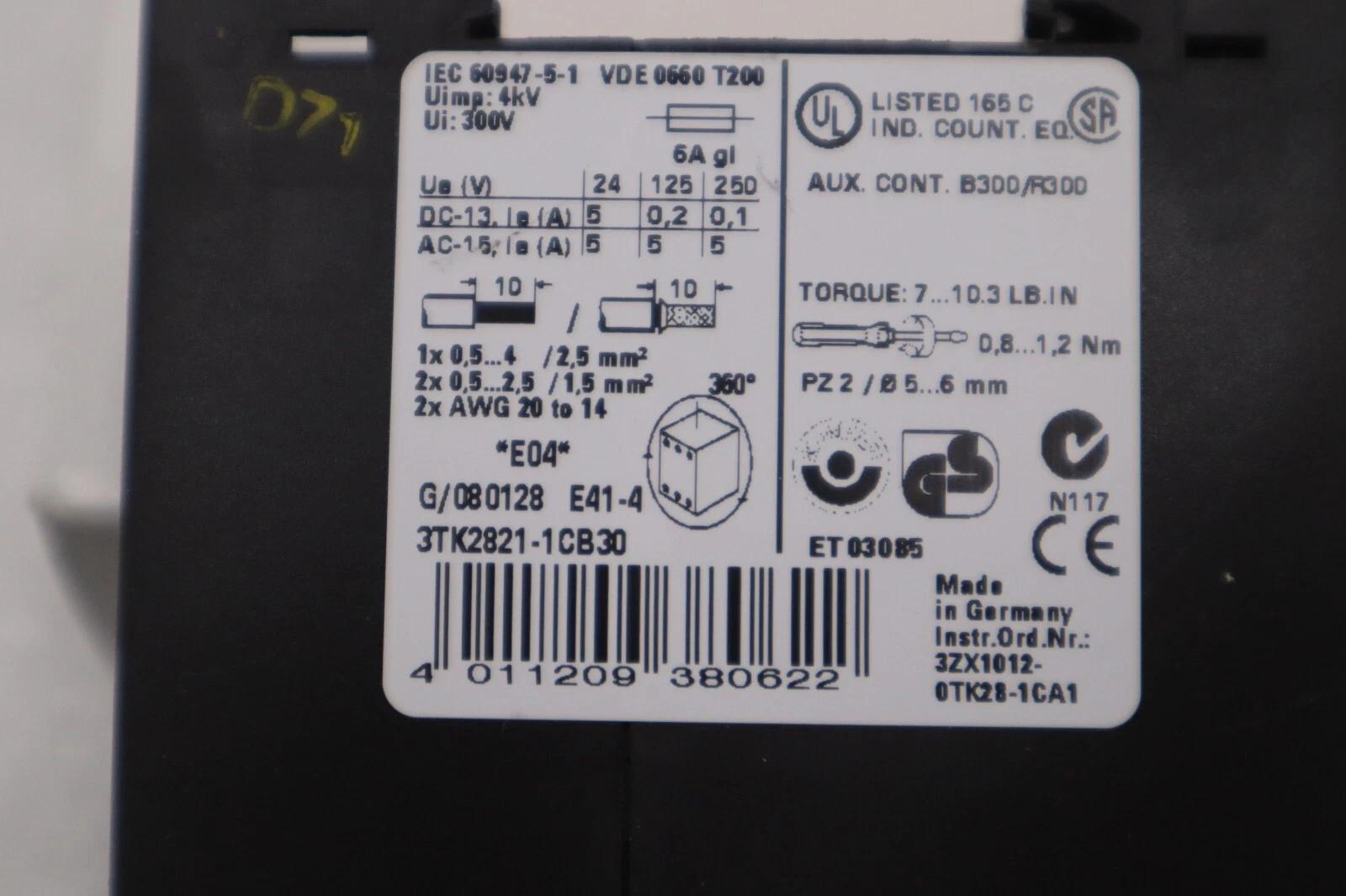 New siemens 3tk2821-1cb30 safety relay sirius 24 vac/dc 3 n/o outputs stk g447a - Image 2