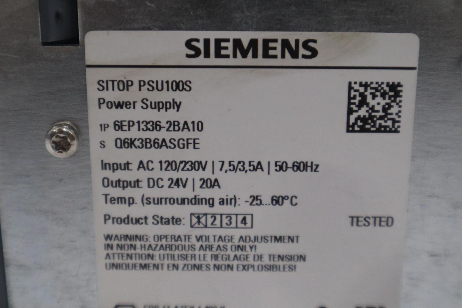 Siemens 6EP1336-2BA10 SITOP PSU100S Power Supply 24V DC 20A Output #K-614-A - Image 2