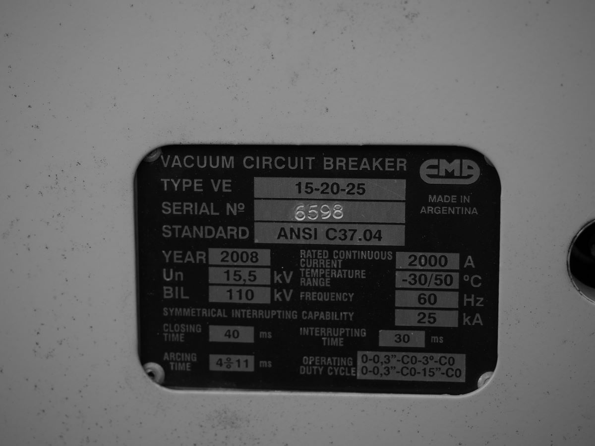2000 Amp, EMA, No. VDH-15kV, 15500 Volts, Vacuum, 25kA Short, Unused - Image 1