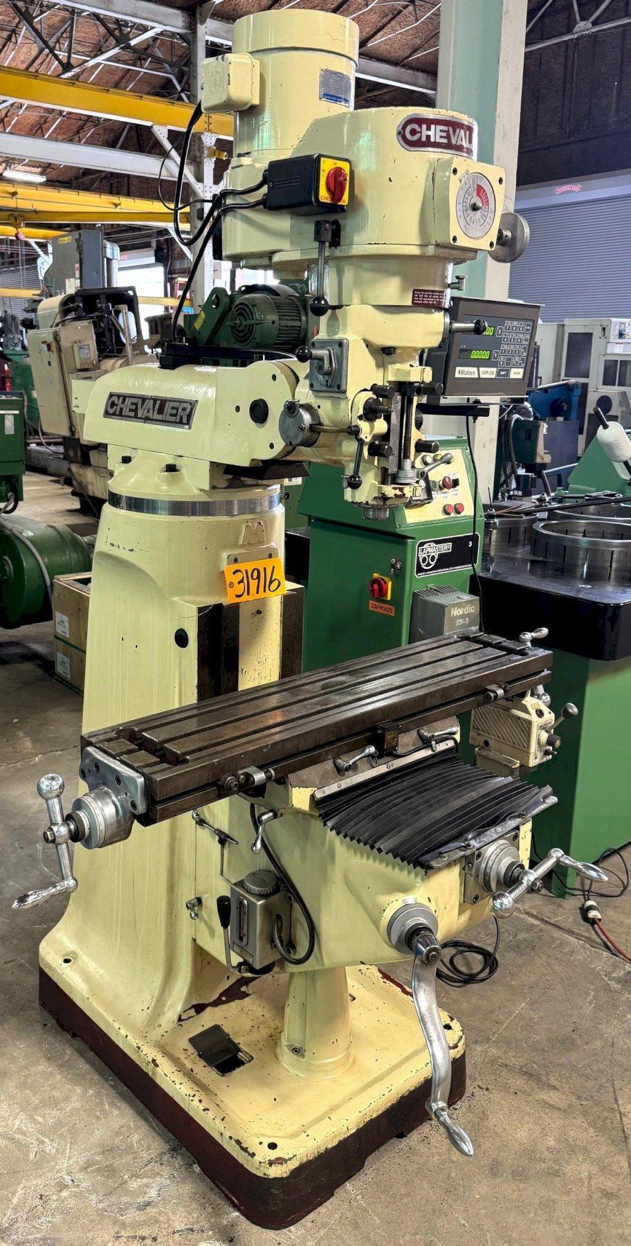 Chevalier #FM-3VS, vertical mill, 3 HP, V-Speed, 9" x42"power feed table, digital read out - Image 2
