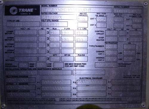 100 Ton, Trane Series R #RTWA100, Water-Cooled Chiller, dual compressor, 88,797/67,514 hours, 2011 - Image 3