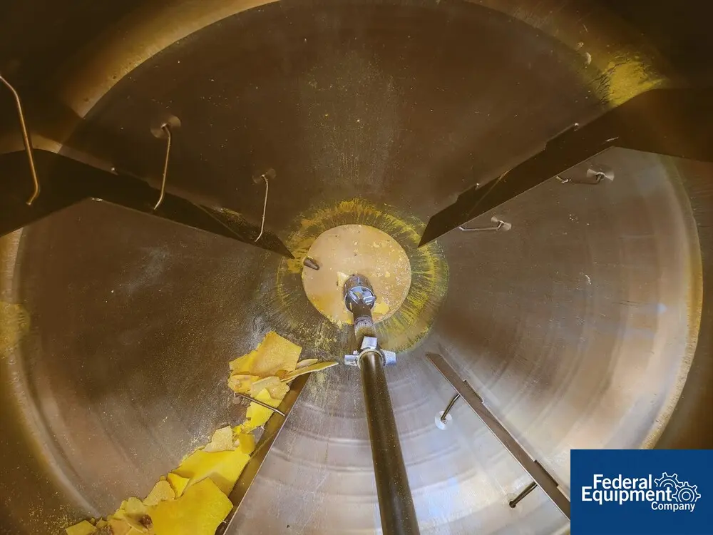 600 gallon SFI, Mix Kettle, 304 Stainless Steel, 66" diameter x 24" straight side, dish top, 32" cone bottom - Image 6
