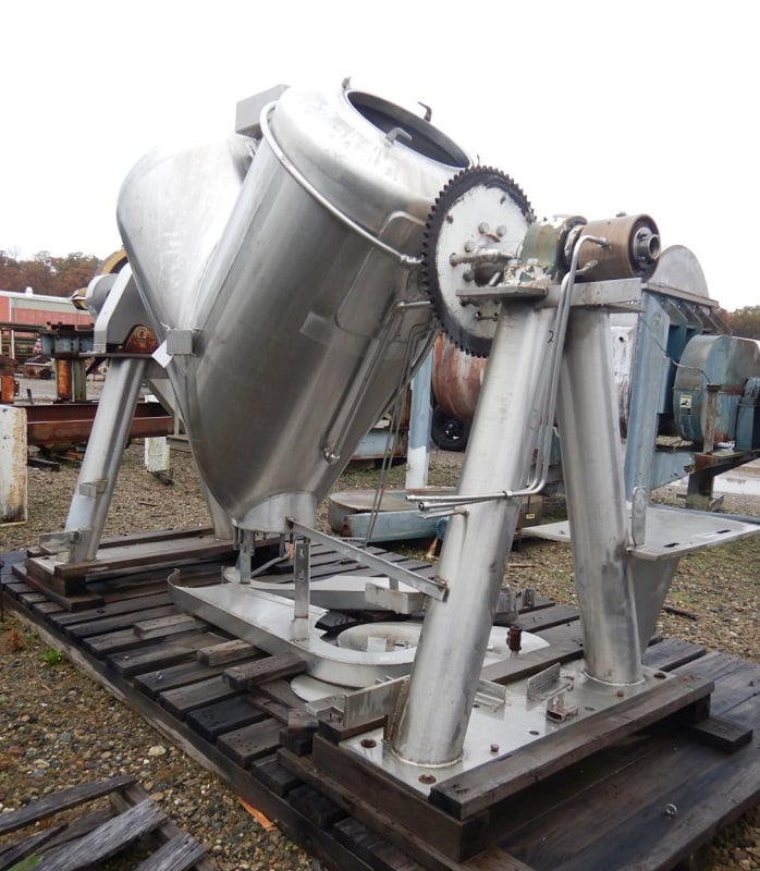 20 cu.ft. Patterson, Stainless Steel Jacketed V-Blender, 30 psi @ 250°F Jacket, On Stainless Steel Bar, 1984 - Image 4