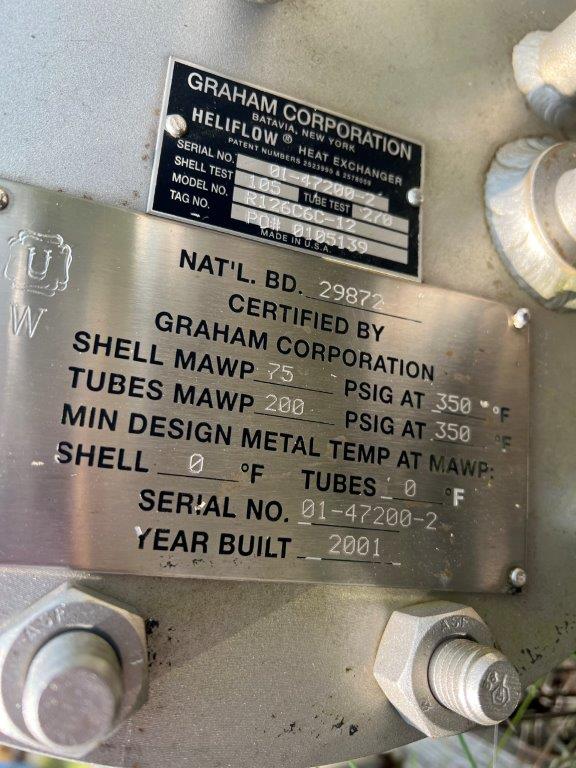 Stainless Steel Spiral Heat Exchanger, Graham, 75 psi @ 350°F Shell, 200 psi @ 350°F Tubes, 2001 - Image 2