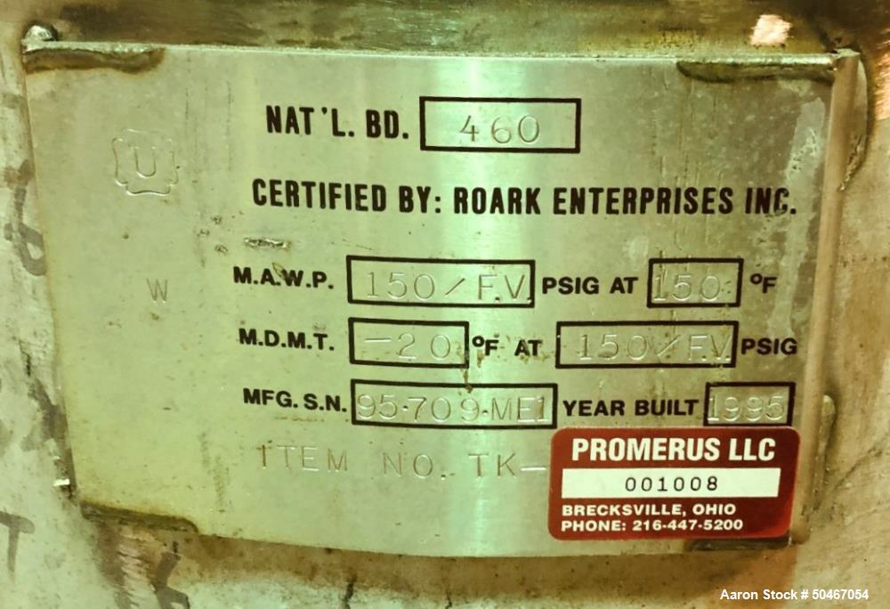 25 gallon Roark Enterprises, Stainless Steel Receiver Tank, 150 psi, Vacuum Rated, 16" diameter x 32" - Image 2