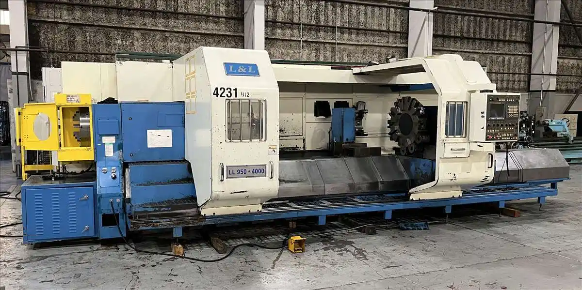 L & L Machinery #LL950-4000, CNC lathe, Fanuc 0iTD, 37" swing, 1884" centers, 3-jaw front & rear chuck, 2009 - Image 1