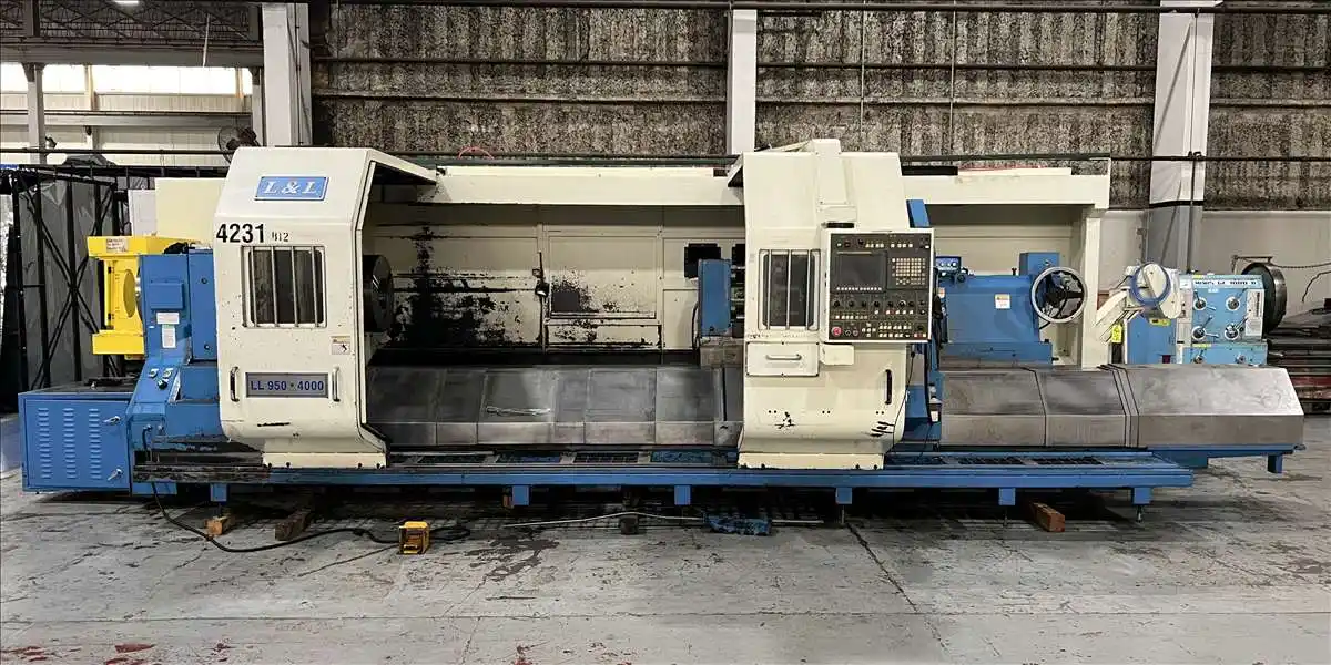 L & L Machinery #LL950-4000, CNC lathe, Fanuc 0iTD, 37" swing, 1884" centers, 3-jaw front & rear chuck, 2009 - Image 2