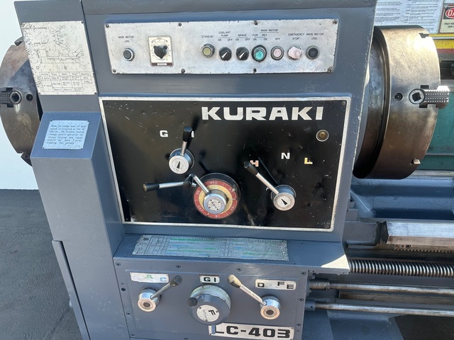 Kuraki #LC-403, Hollow Spindle Lathe, 33" swing, 130" cc, 12.5" bore, 20.75" swing over cross slide, 1982 - Image 5