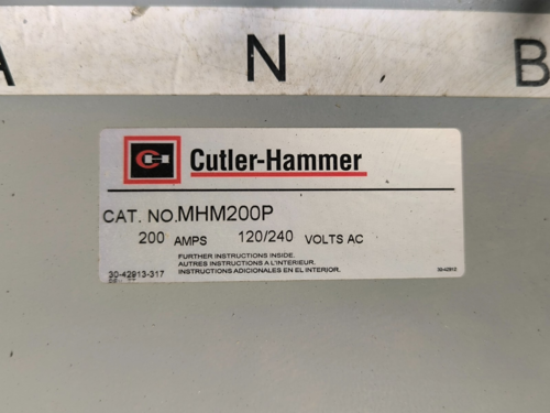 200 Amps, Cutler Hammer, MHM200P, Meter Socket, 120/240 Volts, Ringless Pedestal, 10 Space, unused - Image 2