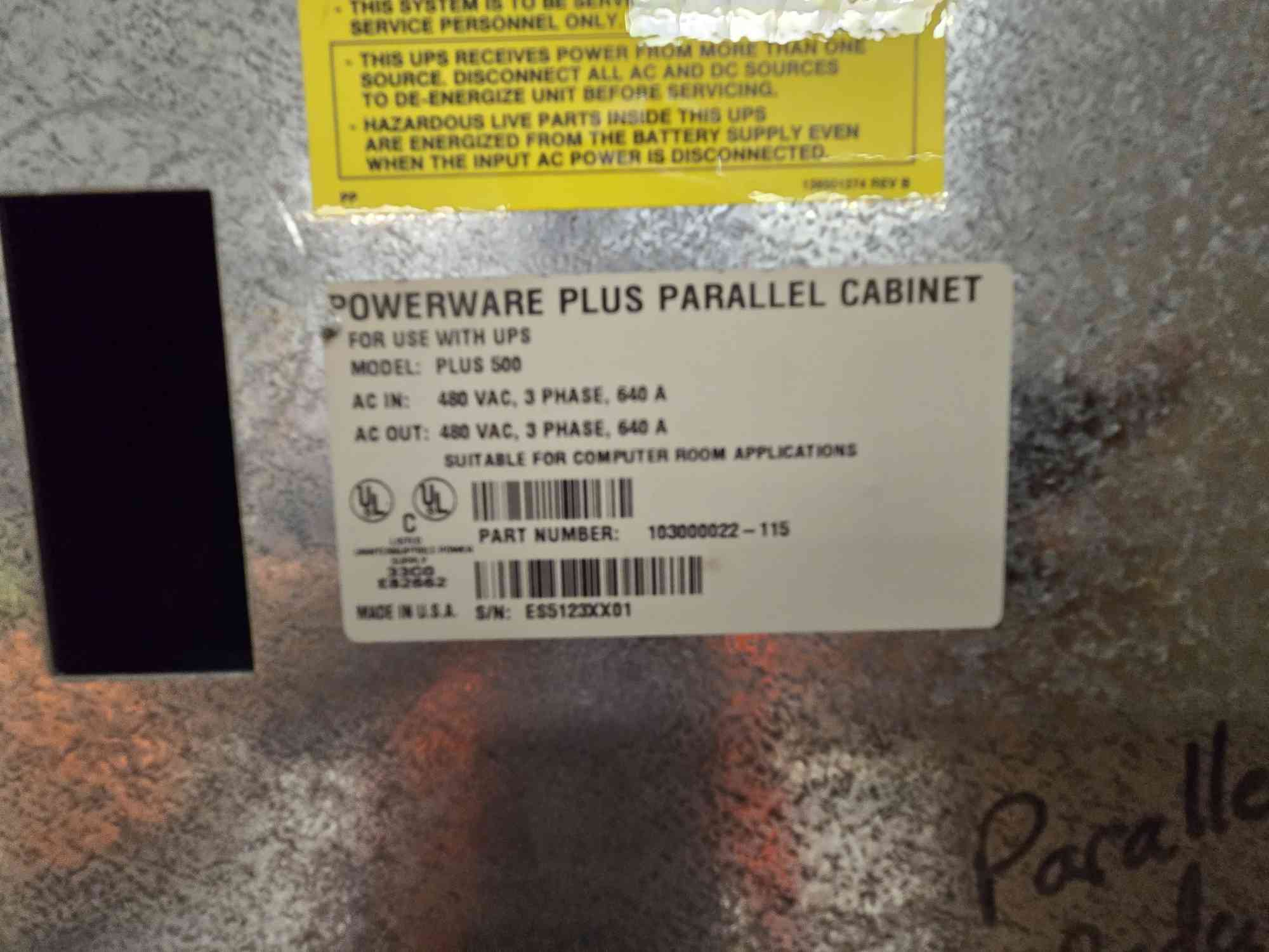 500.0 KVA Powerware #Plus-500, Parallel Cabinet, 480 Volts - Image 4