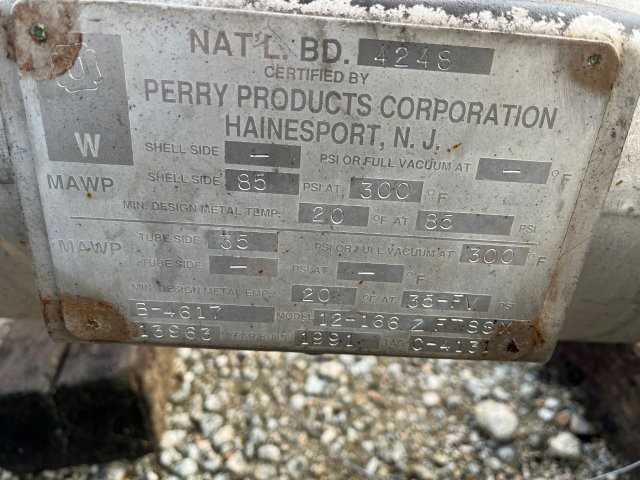 166 sq.ft., 85 psi shell, 35 psi/FV tube, Perry Products #12-166-FTSSX, Shell/Tube Heat Exchanger - Image 4