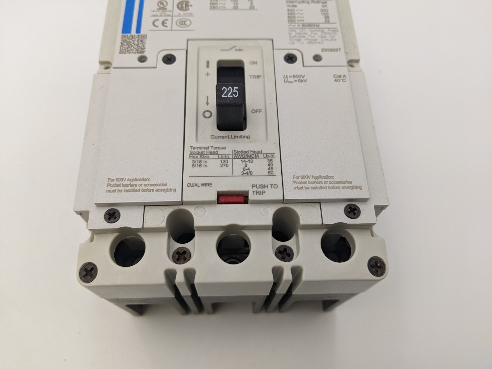 225 Amps, Eaton, PDG23P0225TFFL, Circuit Breaker, 3 Pole, 600 V - Image 4