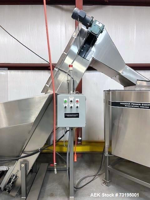 Hoosier Feeder #FT-50, Centrifugal Feed System, 150 PPM, 70mm Caps, w/ conveyor & hopper - Image 2