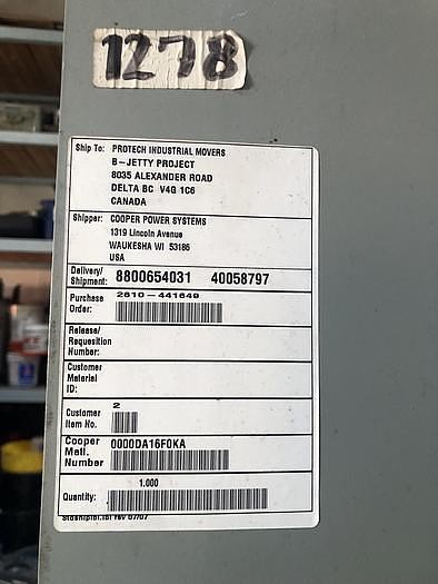 2500 KVA 12470 Primary, 460x2 Delta Secondary, Eaton Cooper Power Series substation transformer, Ser# 215 900 - Image 5
