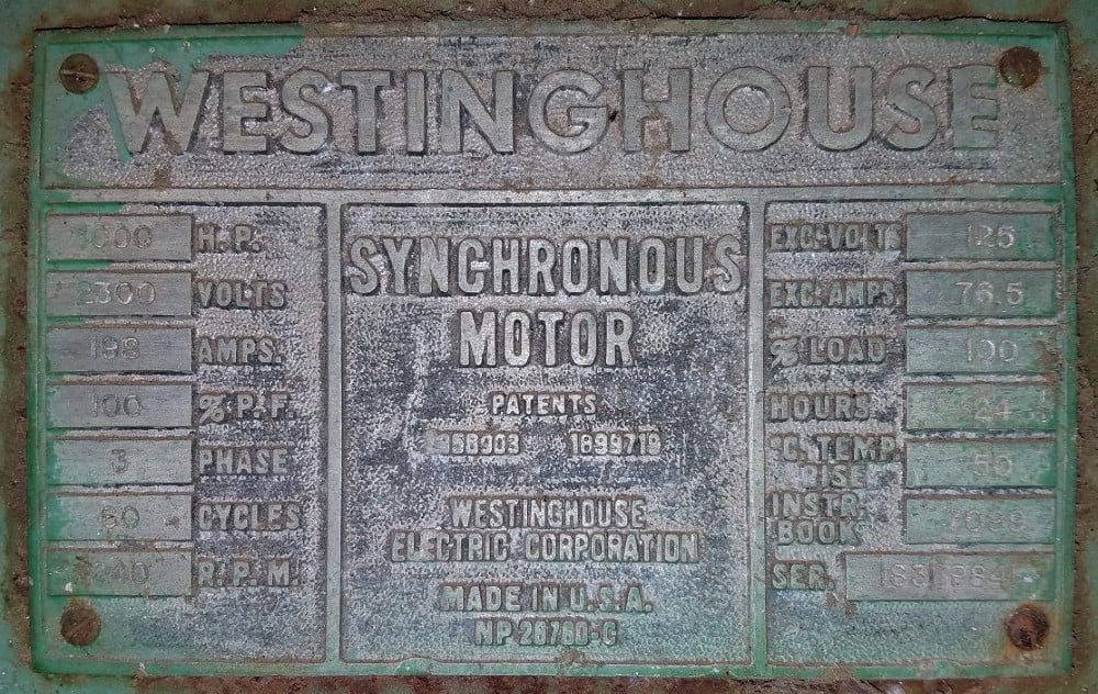 1000 HP 240 RPM Westinghouse synchronous motor 2300 Volts - Image 3