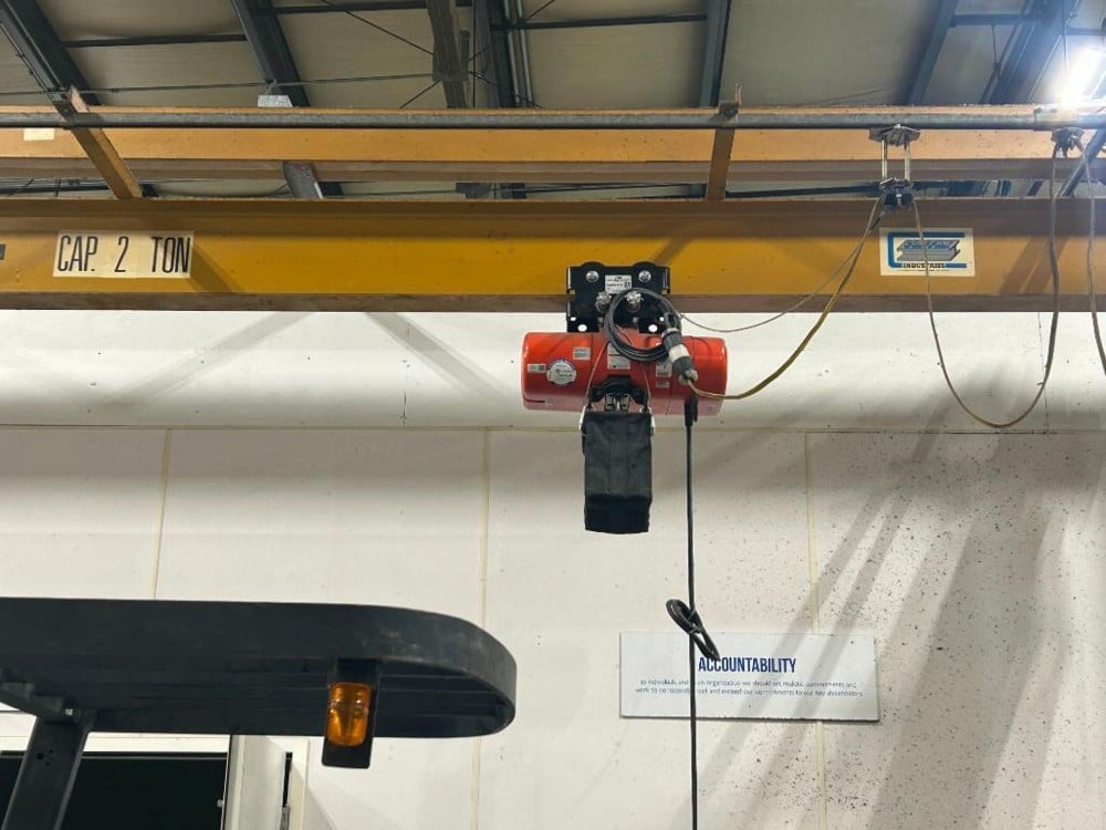 2 Ton, Contrex I-Beam Contrex w/4000 lb. CM Shopstar chain hoist 6 post (Already Taken Down) - Image 4