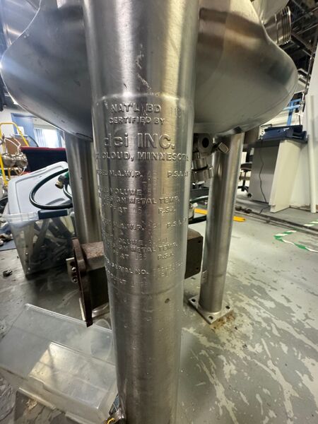 12.5 gallon DCI, Inc., Stainless Steel Reactor, 18" diameter x 24" Straight Side, 45 psi Internal, 120 psi - Image 2