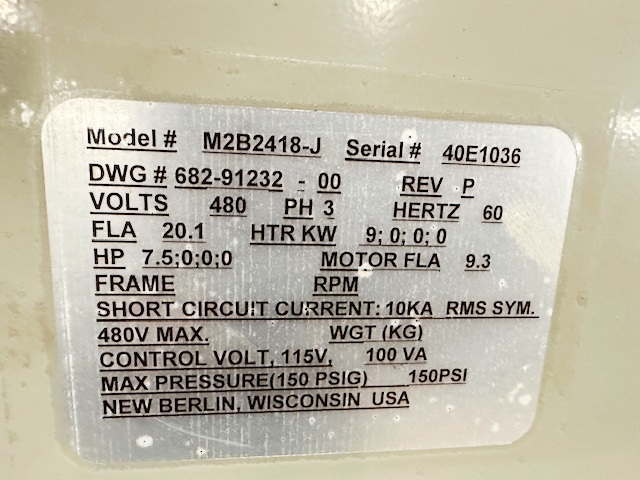 9 KW Sterlco #M2B2418-J, Temperature Controller, Single-Zone, 150 psig, 7.5 HP Pump, 480 V - Image 6