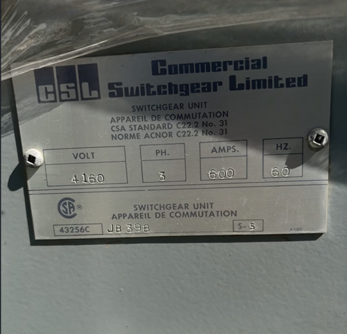 600 Amp. Westinghouse, 4.8kV Load Interrupter Switch - Image 1
