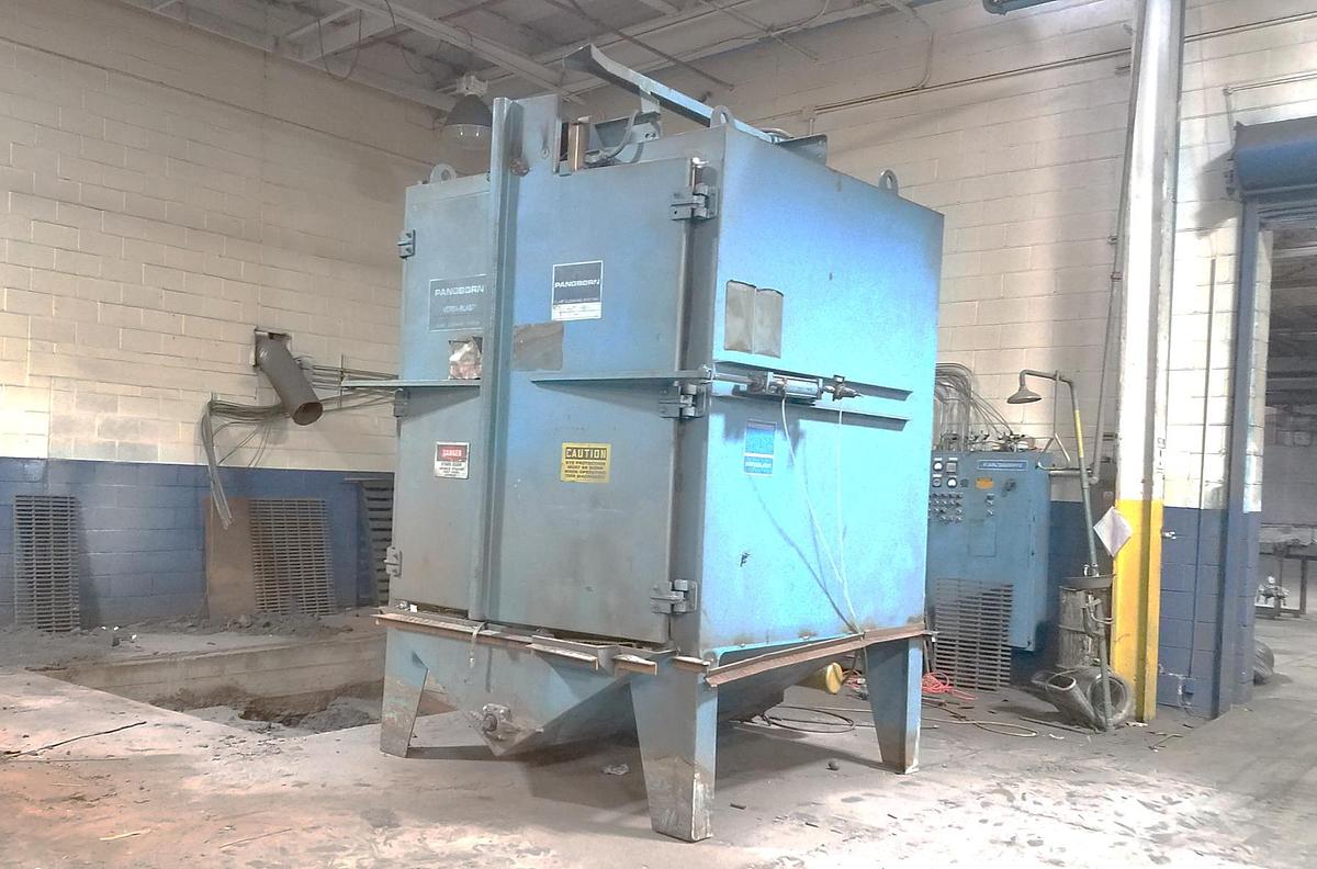Pangborn #ES1881, monorail style spinner hanger, (2) 25 HP wheels, 55" dia x 60" H capacity, 1994 - Image 2